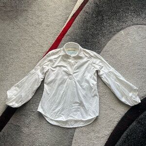 Tish Cox White Collared Balloon Sleeve Shirt Blouse